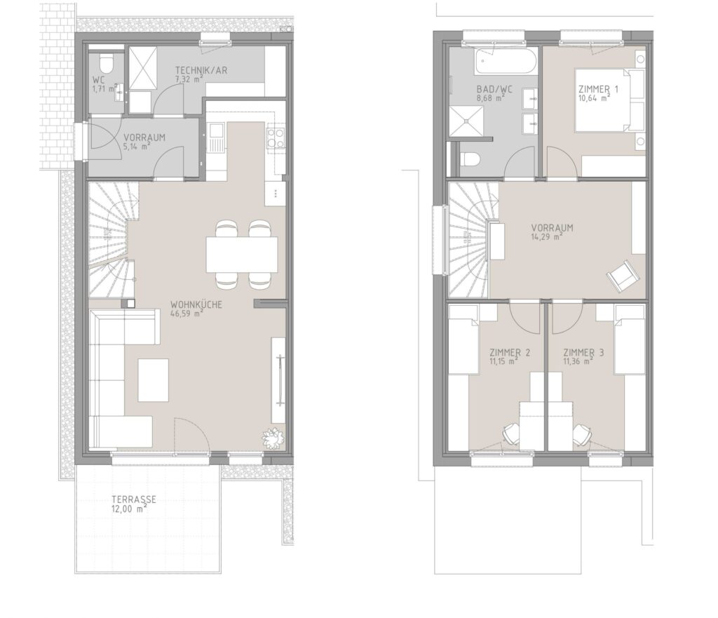 Grundriss von der Doppelhaushälfte C1 in Großebersdorf
