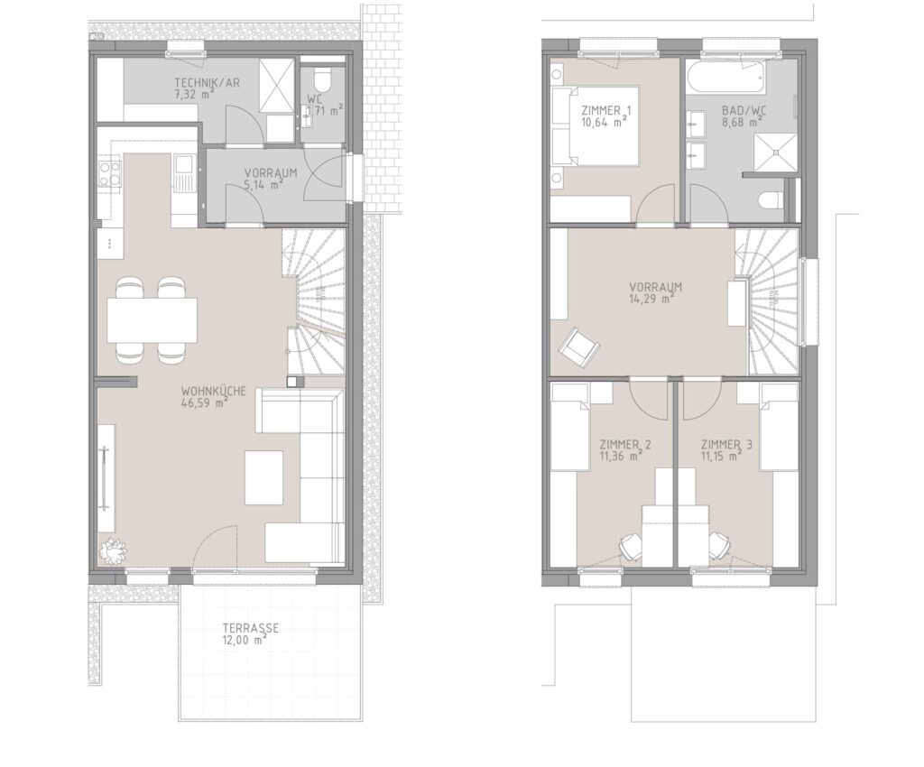 Grundriss von Doppelhaushälfte C2 in Großebersdorf