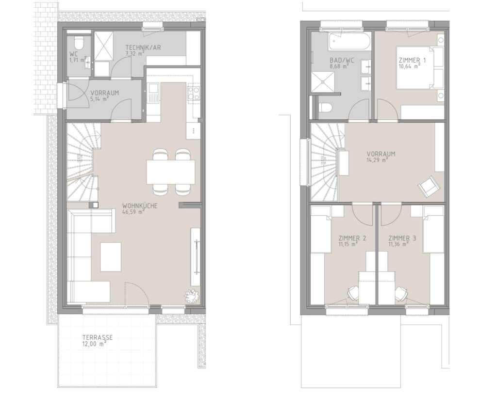 Grundriss von Doppelhaushälfte D1 in Großebersdorf