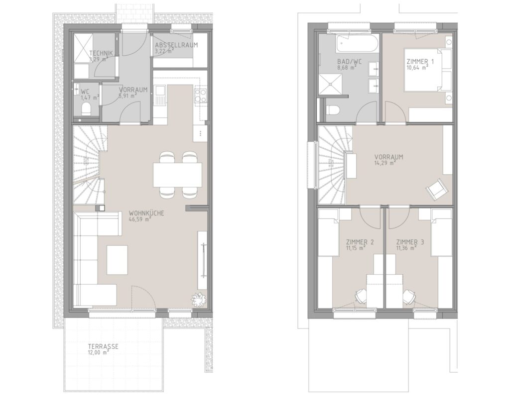 Grundriss von Doppelhaushälfte F1 in Großebersdorf