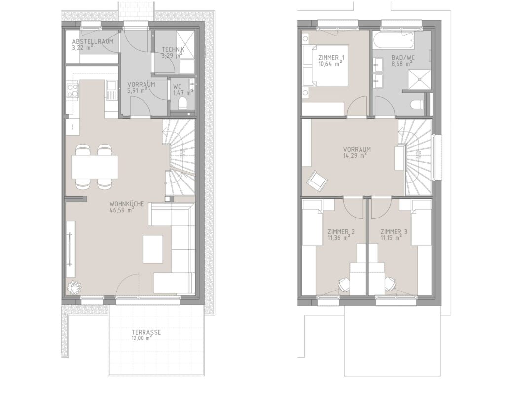 Grundriss von Doppelhaushälfte F2 in Großebersdorf