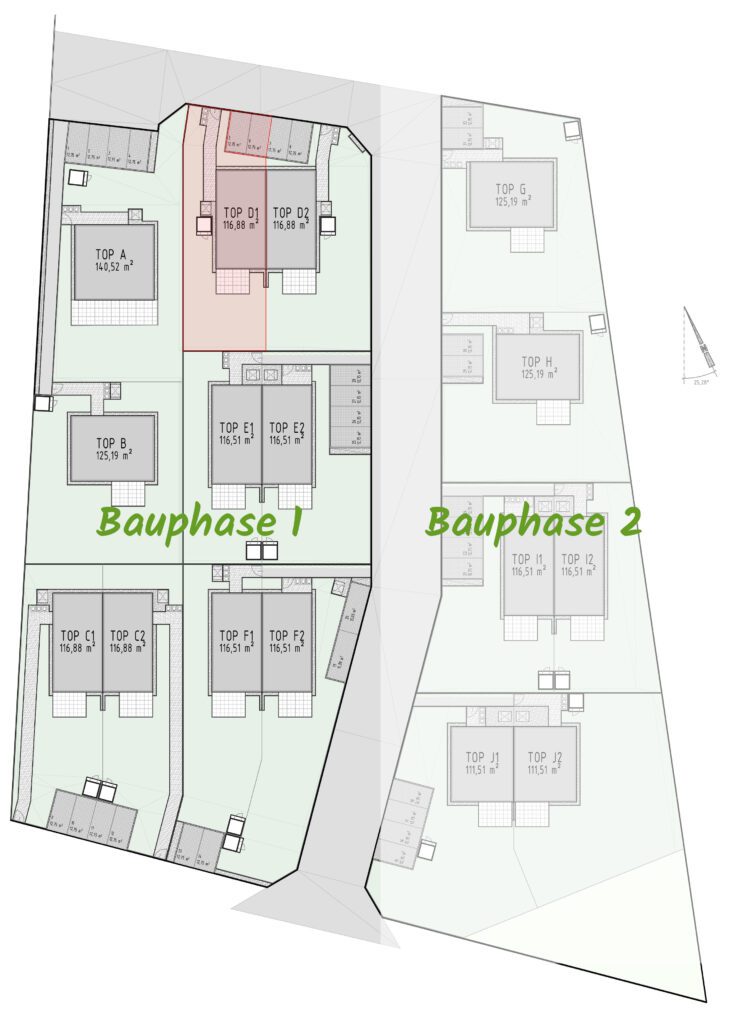 Lageplan der Doppelhaushälfte D1 in Großebersdorf