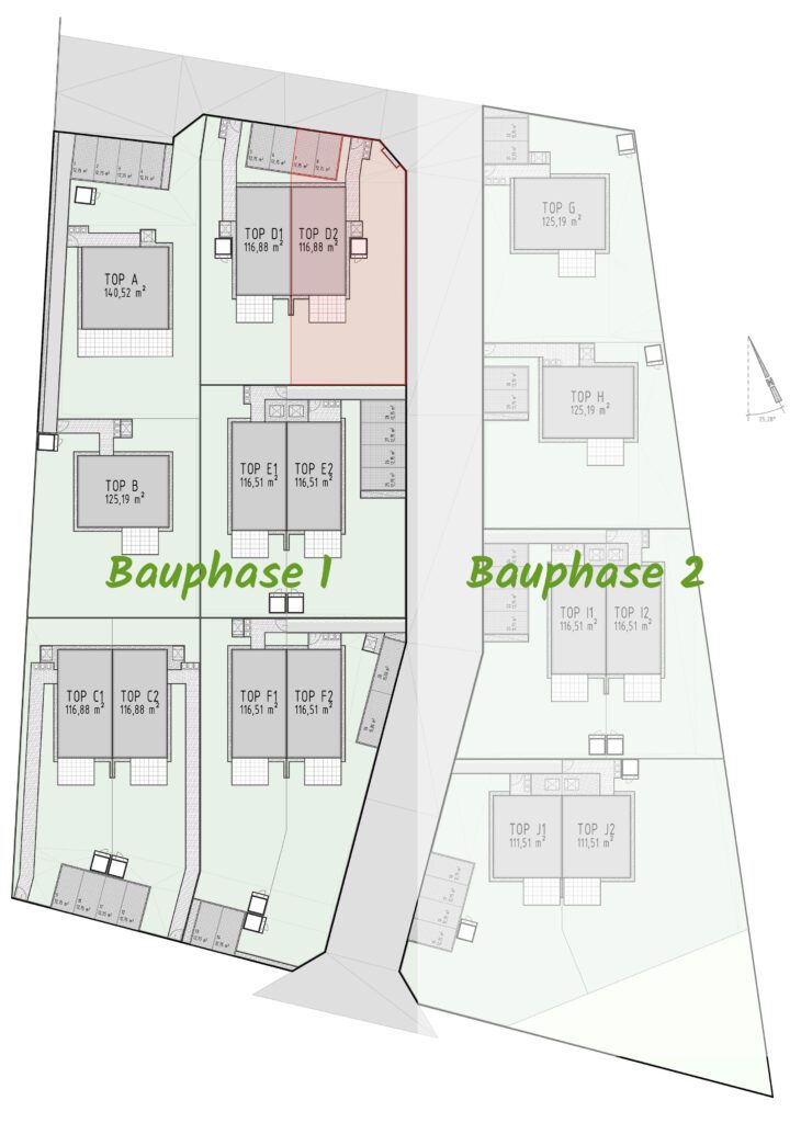 Lageplan der Doppelhaushälfte D2 in Großebersdorf