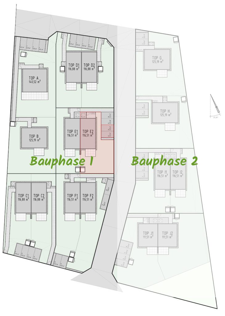 Lageplan der Doppelhaushälfte E2 in Großebersdorf